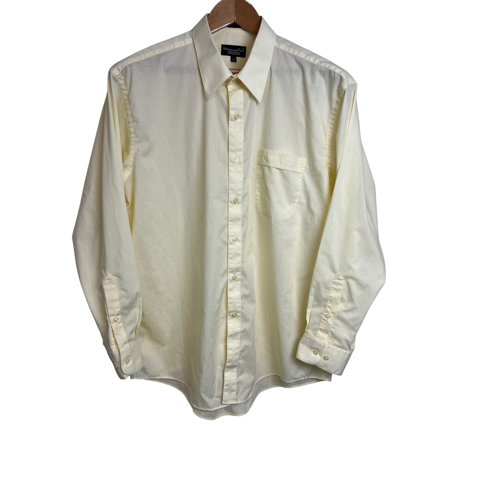 Vintage Kilburne & Finch Men Dress Shirt 17.5 34/35 Yellow Korea Long Sleeve G34